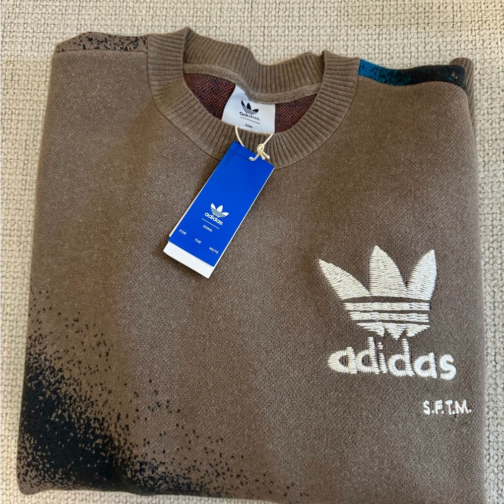 Adidas Men's Brown and Black Gradient Crewneck Sweater
